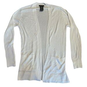 Matty M Women's Long Casual Pocketed Fall Sweater Cardigan White Medium NWOT